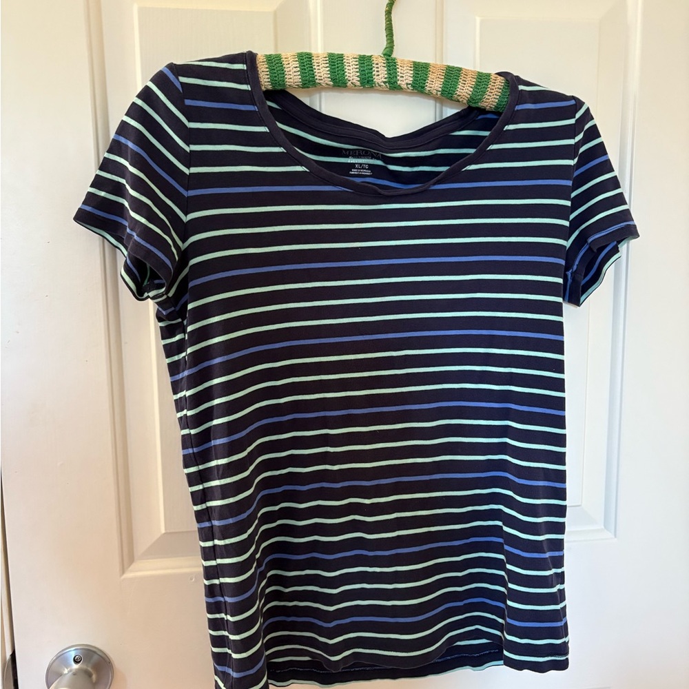 Navy and Mint Striped Women’s Tee